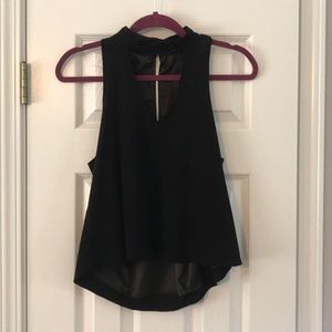 Suede black high neck cutout tank